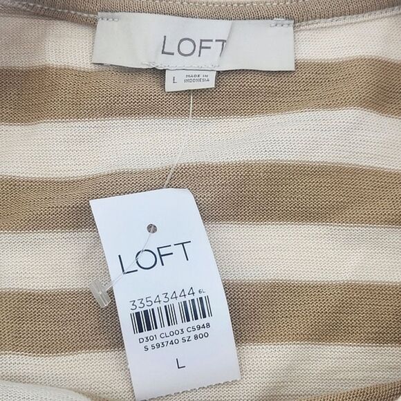 LOFT Boatneck Shirt Top Womens Size Large Soft Striped Clean Girl Everyday Norm - Picture 5 of 6